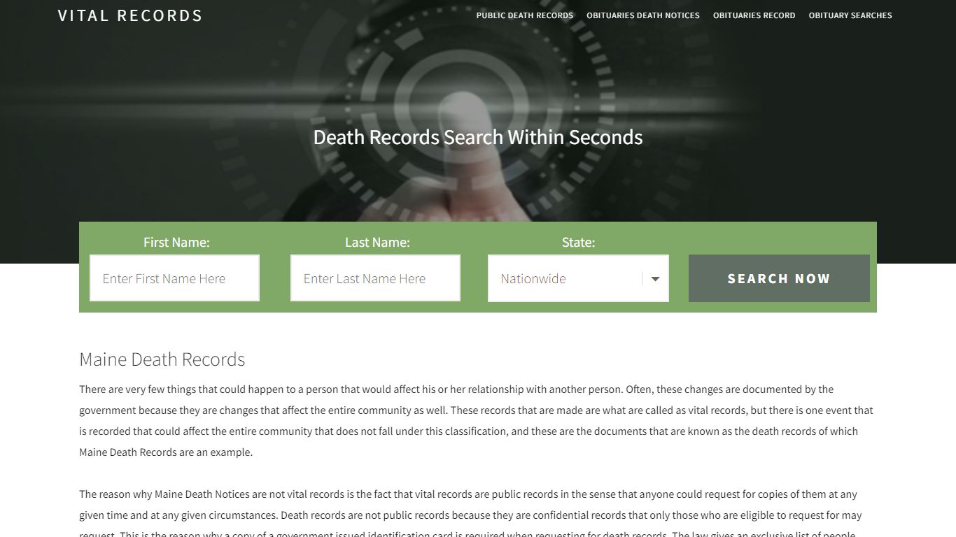 Maine Death Records